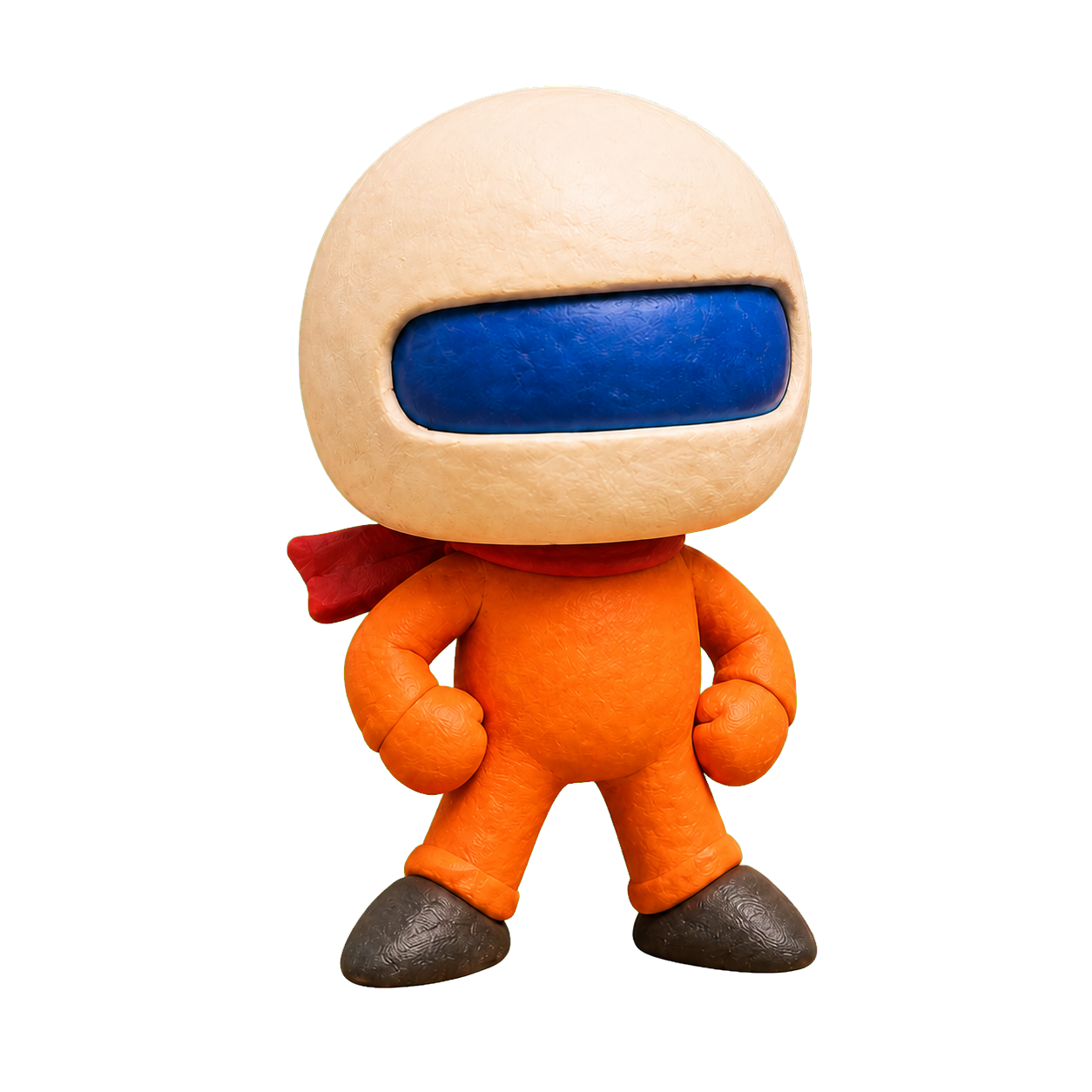 HELMET ZERO standing ready in the cardboard game world